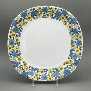 Vintage Gold China Co. Serving Platter/Chop Plate With Blue & Yellow Florals